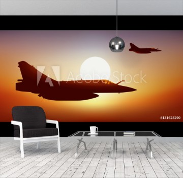 Picture of Avion de chasse - Coucher de soleil